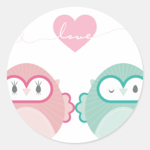Sticker Rond AMOUR DE HIBOU : : fille molle + garçon