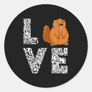 Sticker Rond Amour de la marmotte rongeur animal marmotte 