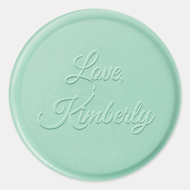 Sticker Rond Amour De L'Autocollant De Sceau De Cire Verte Mint (Devant)