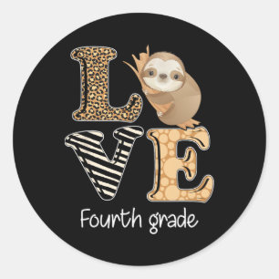 Sticker Rond Amour de quatrième année de paresseux Professeur d