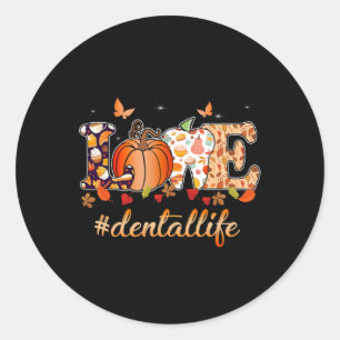 Sticker Rond Amour Dental Life Citrouille Dentiste dentaire Tom