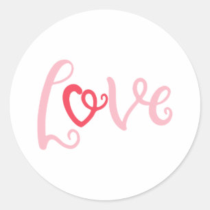 Sticker Rond Amour Design Avec Un Mot D'Amour Sur Il Pour Les A