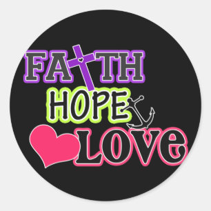 Sticker Rond Amour d'espoir de foi (noir)