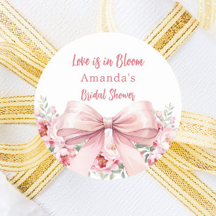Sticker Rond Amour en fleurs roses en nœud papillon pour Baby S