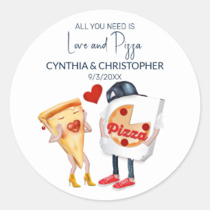 Sticker Rond Amour et Pizza Mariage Drôle