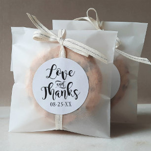 Sticker Rond Amour et Remerciements Écriture Manuscrite Mariage