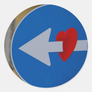 Sticker Rond Amour, Flèche, Coeur, panneau de rue, graffiti,