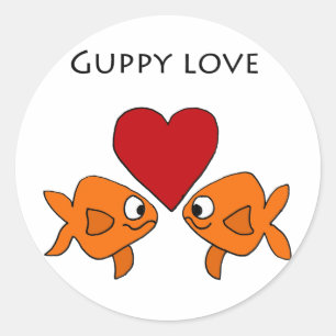 Sticker Rond Amour Guppy drôle Design