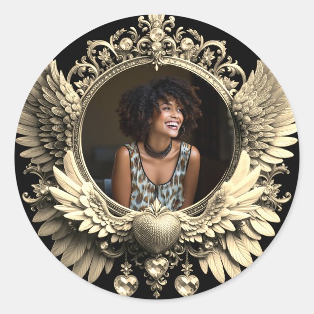 Sticker Rond Amour Mémoire Photo Memorial Diamond Look (Devant)