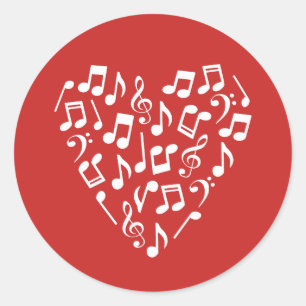 Sticker Rond Amour Musique Cœur de la Musique Notes