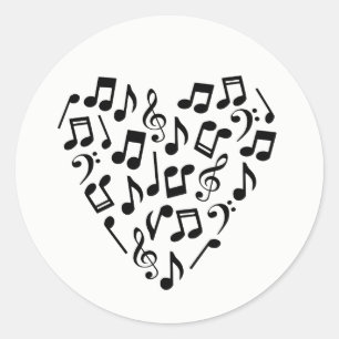 Sticker Rond Amour Musique Cœur de la Musique Notes