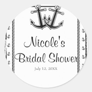 Sticker Rond Amour Nautique Ancres Mariage Plage Enterrement de