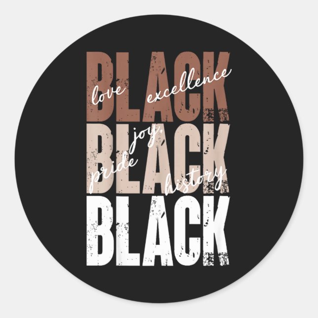 Sticker Rond Amour Noir Excellence Joie Fierté Histoire Noire A (Devant)