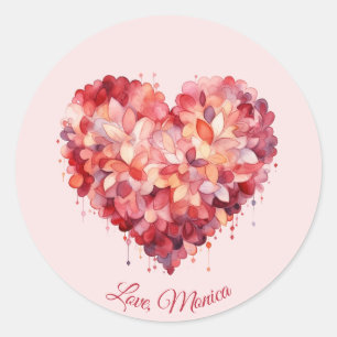 Sticker Rond Amour   Nom personnalisé   Saint Valentin