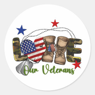 Sticker Rond Amour Notre Jour Des Anciens Combattants Fier drap
