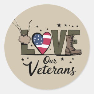 Sticker Rond Amour Notre Jour des anciens combattants Fier Jour