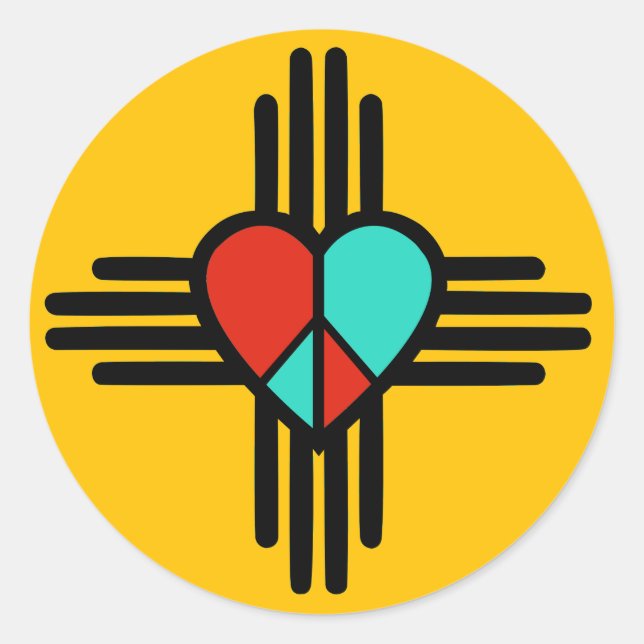 Sticker Rond Amour, Nouveau-Mexique, Paix (Devant)