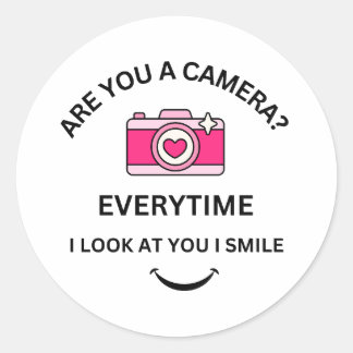 Sticker Rond Amour Photo Parfait Rose Appareil Photo Saint-Vale