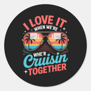 Sticker Rond Amour Quand Croisière Ensemble Rétro Vacances En C