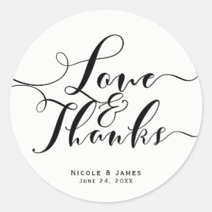 Sticker Rond Amour & Remerciements Mariage Personnalisé Cadeau