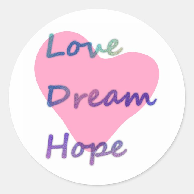 Sticker Rond Amour, rêve, coeur de l'espoir (Devant)