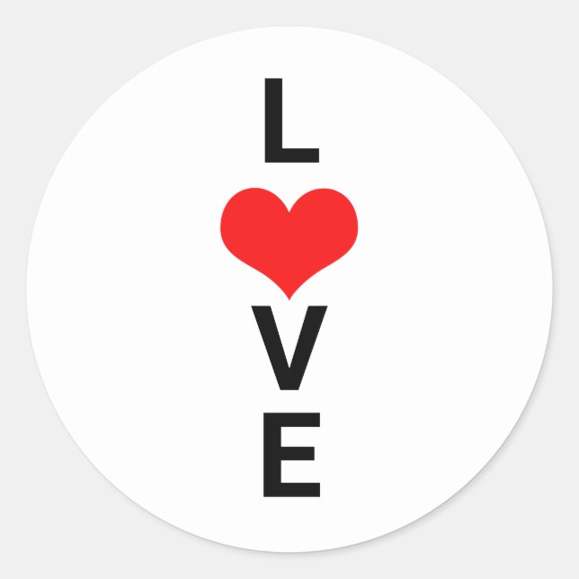 Sticker Rond Amour Rouge Coeur Mignon Saint-Valentin Blanc Pers (Devant)