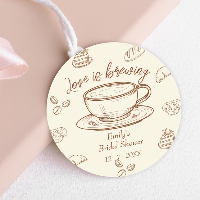Sticker Rond Amour rustique : une tasse de café pour la fête de (Créateur téléchargé)