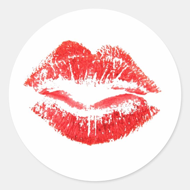 Sticker Rond Amour, Smooches, Baisers, Lèvres (Devant)