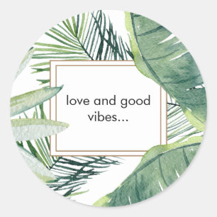 Sticker Rond Amour tropical et Good Vibes