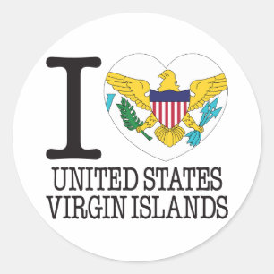 Sticker Rond Amour v2 des Îles Vierges américaines