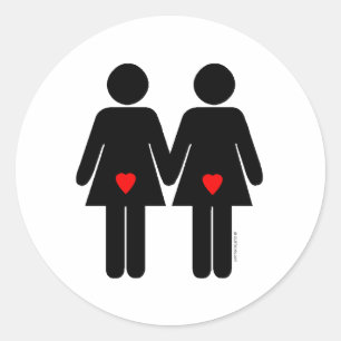 Sticker Rond Amoureuses lesbiennes
