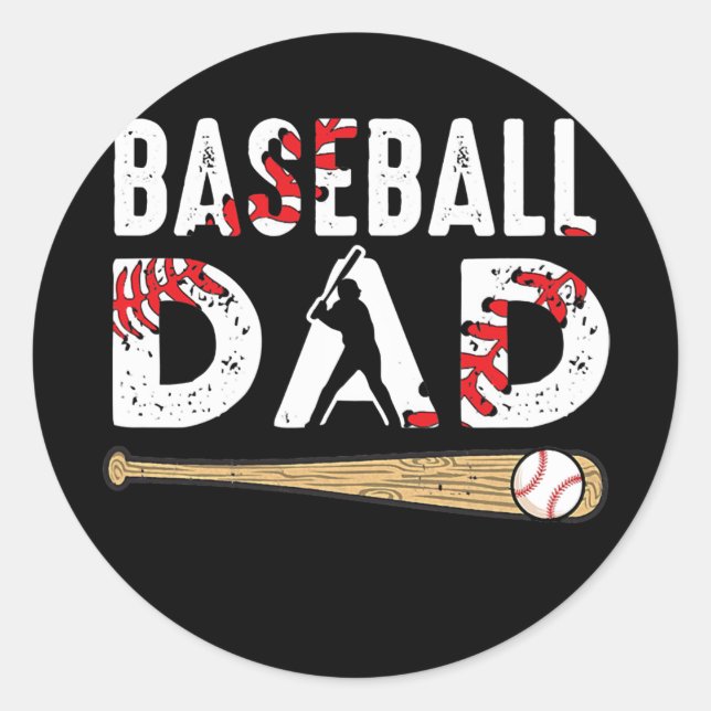 Sticker Rond Amoureux De Baseball Papa Baseball Pour Fête des p (Devant)