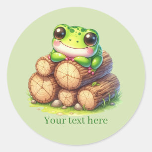 Sticker Rond Amoureux de grenouilles mignonnes personnalisables