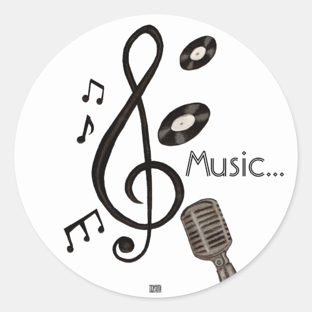 Sticker Rond Amoureux de la musique (Devant)
