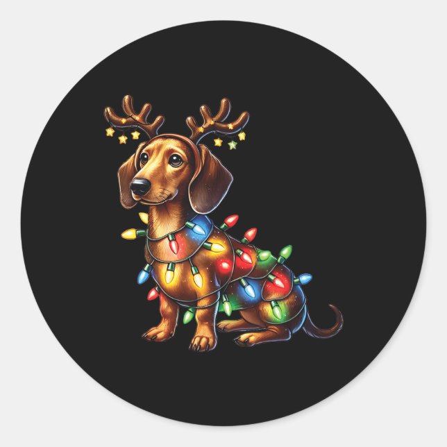 Sticker Rond Amoureux des animaux animaux de compagnie Dachshun (Devant)