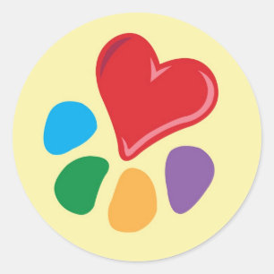 Sticker Rond Amoureux des animaux_Paw_Coeur