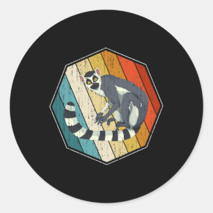 Sticker Rond Amoureux des animaux singe de Madagascar Retro Sif