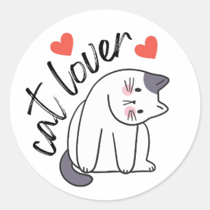 Sticker Rond Amoureux des chats