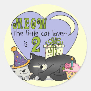 Sticker Rond Amoureux des chats 2e anniversaire Tshirts et cade