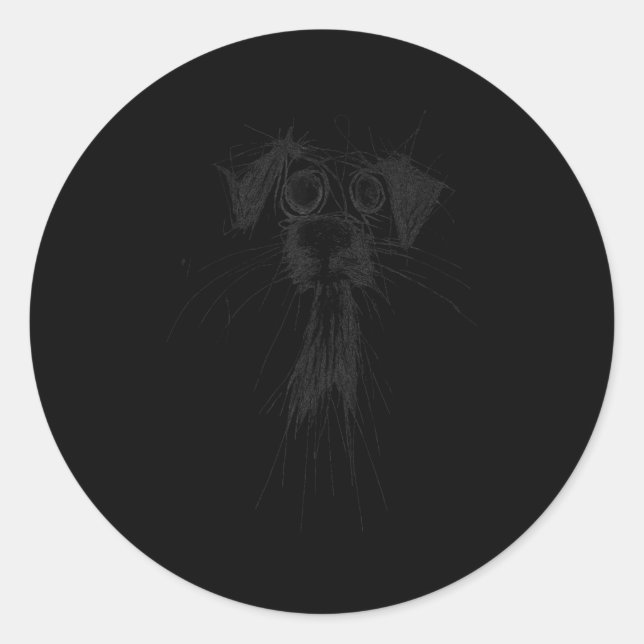 Sticker Rond Amoureux des chiens Abstrait Scribble Art mignon C (Devant)