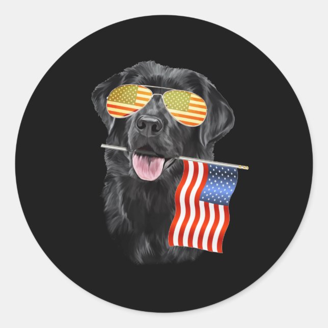 Sticker Rond Amoureux des chiens | Black Labrador USA American  (Devant)