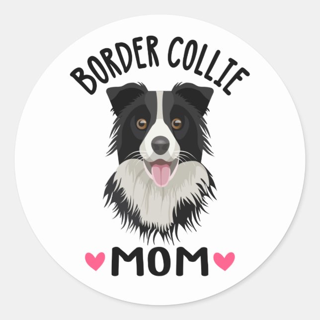 Sticker Rond Amoureux des chiens chiot mignon noir blanc fronti (Devant)