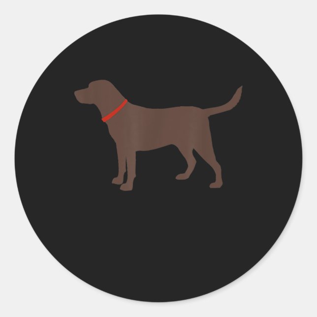 Sticker Rond Amoureux des chiens | Chocolat Labrador Chien Silh (Devant)