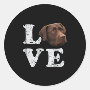 Sticker Rond Amoureux des chiens I Love Chocolate Labrador Re
