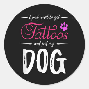 Sticker Rond Amoureux des chiens Tattoo drôle Chien Maman Idée 
