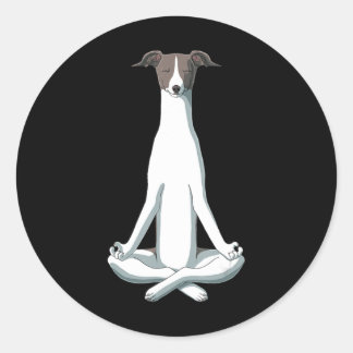 Sticker Rond Amoureux des chiens | Yoga Italien Greyhound