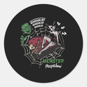 Sticker Rond Amoureux du monstre Frankenstein Funny Monster Mon