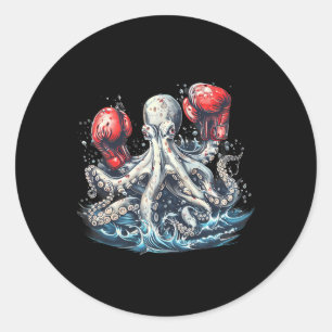 Sticker Rond Amoureux du poulpe boxeur Océan Créature marine Ki