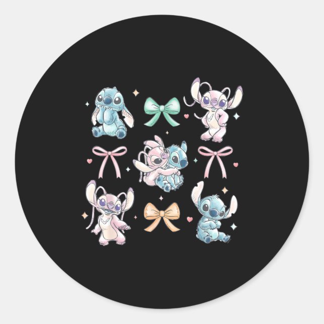 Sticker Rond &amp; Angel Coquette Style Bows Valentine's Day  (Devant)