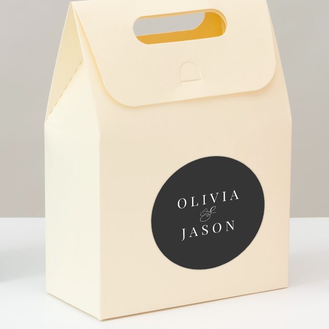 Sticker Rond Ampersand classique élégant Mariage noir et blanc (Créateur téléchargé)